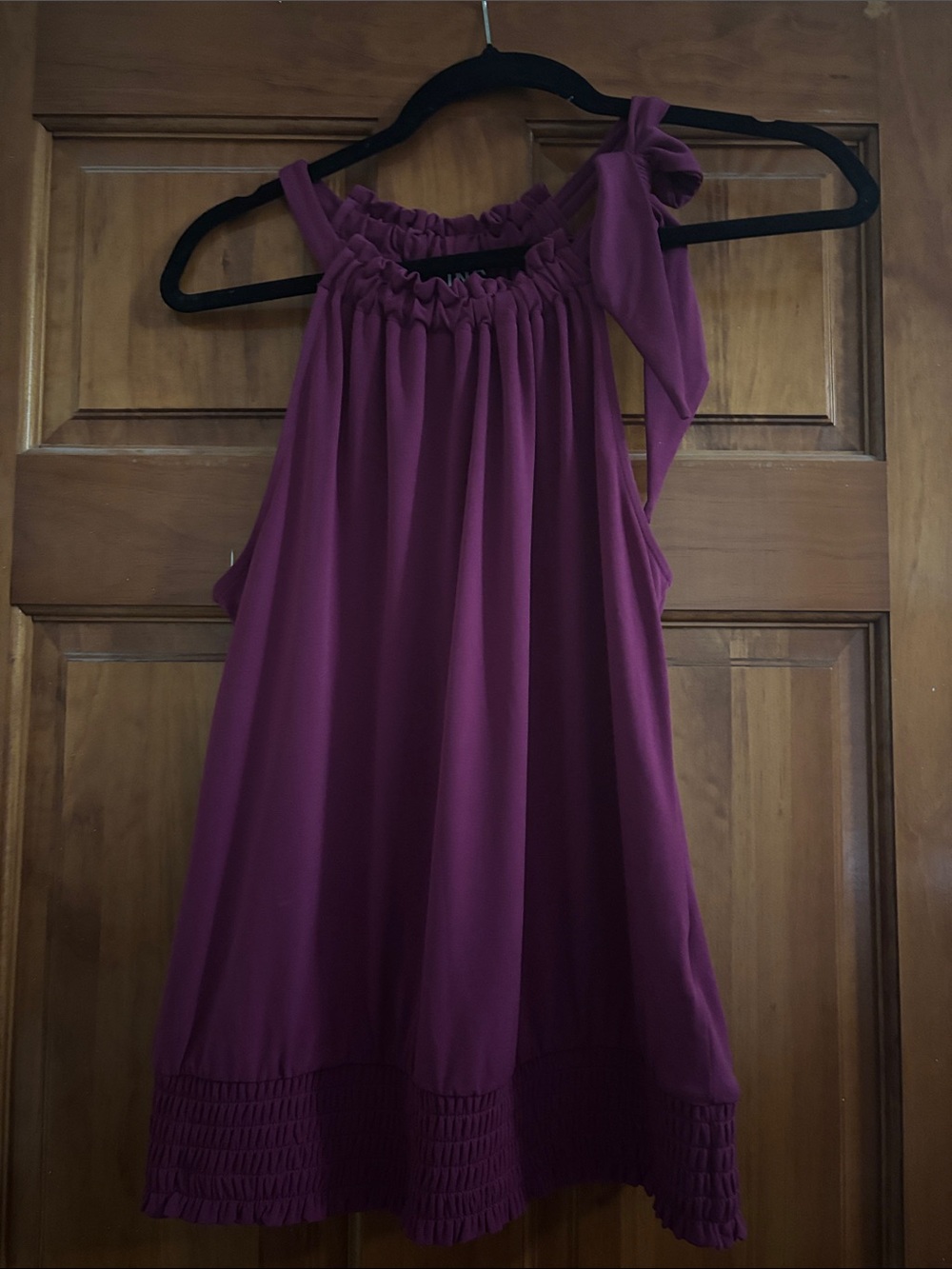 INC International Concepts Sleeveless Bow-Shoulder Blouse in Deep Magenta
